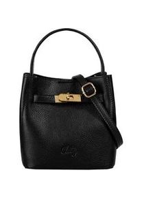 Umh&auml;ngetasche CLUTY, Damen, Gr. B/H/T: 18cm x 19cm x 13cm onesize, schwarz, Leder, leicht gl&auml;nzend, unifarben, Taschen Umh&auml;ngetasche, echt Leder, Made in Italy