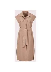 Madeleine Mode Sommerkleid MADELEINE "Hemdblusenkleid Sommerkleid mit Bindeband", Damen, Gr. 42, N-Gr, braun (tabakbraun), Obermaterial: 81% Lyocell CLY. 13% Baumwolle CO. 6% Leinen LI., Modern, tailliert, Kleider Sommerkleid, Hemdblusenkleid mit Bindeband, aufgesetzter Brusttasche mit Falte, Klappe und Knopf