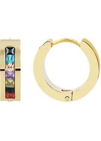 Adelia&acute;s Klappcreolen ADELIA ́S "Damen Ohrringe &ndash; Klappcreole aus Edelstahl mit Strass Steinchen", Damen, Gr. Damen, Edelstahl, gold, Ohrringe Klappcreolen, Ideal als Geschenk &ndash; dezent und elegant