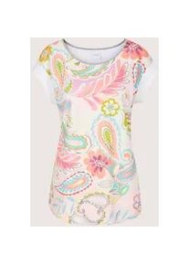 Madeleine Mode Print-Shirt MADELEINE "Blusenshirt Paisley-Print Shirt mit Stretch, Rundhals", Damen, Gr. 40, wei&szlig; (wollwei&szlig;, multicolor), Obermaterial: 95% Viskose CV. 5% Elasthan EL., Modern, gerade, Shirts, Paisley-Print