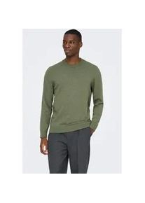 Only & Sons Rundhalspullover ONLY & SONS "ONSREX LIFE REG 12 CREW KNIT", Herren, Gr. XXL, deep lichen gr&uuml;n, Strick, Obermaterial: 70% Baumwolle, 30% Polyester, unifarben, regular fit, Rundhals, Rippb&uuml;ndchen, Pullover Rundhalspullover