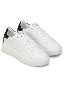 Marc O'Polo Plateausneaker MARC O'POLO "Kaira", Damen, Gr. 39, sanftes wei&szlig;, schwarz, Glattleder, Veloursleder, unifarben mit Farbeinsatz, Schuhe Plateausneaker, Schn&uuml;rschuh, Halbschuh, Freizeitsneaker mit Memory Foam