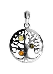 Kettenanh&auml;nger OSTSEE-SCHMUCK "- Lebensbaum - Silber 925/000 - Bernstein" Gr. 30, silber (silber 925, silberfarben, wei&szlig;), Schmuckanh&auml;nger, Damen, Silber 925 (Sterlingsilber), Kettenanh&auml;nger