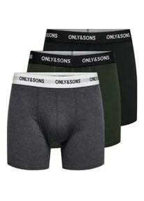 Only & Sons Trunk ONLY & SONS "ONSFITZ SOLID BLACK TRUNK 3PACK NOOS", Herren, Gr. L, 3 Stk., dunkelgrau melange pack:dusty cedar, navy blazer, Jersey, Obermaterial: 95% Baumwolle, 5% Elasthan, meliert, normal, Unterhosen