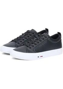 Sneaker Tommy Hilfiger "HARLEM STREET LTH", Herren, Gr. 44, schwarz, Leder, Lederimitat, Schuhe Sneaker, Freizeitschuh, Halbschuh, Schn&uuml;rschuh mit TH-Logo -klein ausfallend