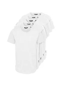 Only & Sons Rundhalsshirt ONLY & SONS "ONSMATT LONGY SS TEE 5-PACK", Damen, Gr. M, hellwei&szlig; pack:5 wei&szlig;, Single Jersey, Obermaterial: 100% Baumwolle, unifarben, Basic, relaxed fit normal, Rundhals, Shirts Rundhalsshirt, Baumwolle, relaxed fit, lang geschnitten
