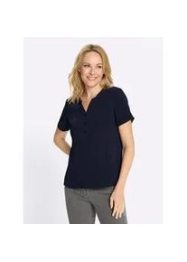 Schlupfbluse Classic Basics, Damen, Gr. 46, marine, 100% Polyester, unifarben, Rundhals, Blusen Schlupfbluse
