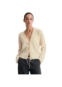 Marc O'Polo Cardigan MARC O'POLO "aus flauschiger Lambswool", Damen, Gr. XL, raw cream, Obermaterial: 80% Schurwolle, 20% Kaschmir, unifarben, loose fit, V-Ausschnitt, Strickjacken