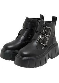 Stiefel Buffalo "Buffalo ZESPHER BIKER BUCKLE - VEGAN NAPPA", Damen, Gr. 42, schwarz, Polyurethan, unifarben, Schuhe Stiefel