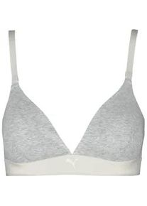 B&uuml;gelloser BH Puma "Puma WOMEN COTTON TRIANGLE BRALETTE", Damen, Gr. XL, N-Gr, light grau melange, Single Jersey, Obermaterial: 88% Baumwolle, 12% Elasthan, BHs, herausnehmbare gepolsterte Cups f&uuml;r anpassungsf&auml;higen Look