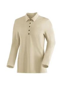 Langarm-Poloshirt Maier Sports "Long Piquee Polo W", Damen, Gr. L, beige, 60% Baumwolle, 40% Polyester, Rundhals, Shirts