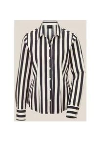 Madeleine Mode Langarmbluse MADELEINE "Bluse Gestreifte kontraststarke Hemdbluse", Damen, Gr. 34, schwarz (schwarz, wollwei&szlig;), Obermaterial: 100% Baumwolle CO., Modern, normal, Blusen