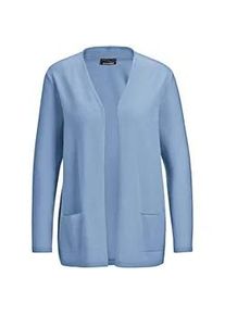 Strickjacke GOLDNER "Cardigan in langer offener Form", Damen, Gr. 42, blau, Obermaterial: 100% Kaschmir WS., figurumspielend, Rippe, Pullover Strickjacke, Aufwendig in Form gestrickt