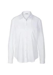 Langarmbluse GOLDNER "Unentbehrliche Langarmbluse mit Elasthananteil", Damen, Gr. 46, wei&szlig;, Obermaterial: 65% Baumwolle CO. 31% Polyamid PA. 4% Elasthan EL., Manschette, Blusen, Seitenschlitze f&uuml;r mehr Bewegungsfreiheit