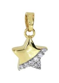 Kettenanh&auml;nger OSTSEE-SCHMUCK "- Stern - Gold 333/000 - Zirkonia" Gr. 15, gold (gold 333, goldfarben, gelb), Schmuckanh&auml;nger, Damen, Gelbgold 333, Kettenanh&auml;nger