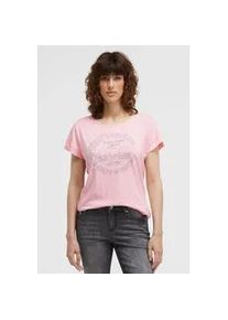 Rundhalsshirt SOCCX, Damen, Gr. XL, rosa (smooth rose), Single Jersey, Material: 100% Baumwolle, Glitzermuster, bedruckt, regular fit normal, Rundhals, angeschnitten B&uuml;ndchen, Shirts Rundhalsshirt, mit &uuml;berschnittenen Schultern