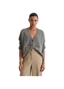 Marc O'Polo Cardigan MARC O'POLO "aus flauschiger Lambswool", Damen, Gr. XS, warm granite melange, Obermaterial: 80% Schurwolle, 20% Kaschmir, unifarben, loose fit, V-Ausschnitt, Strickjacken