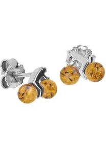 Paar Ohrstecker OSTSEE-SCHMUCK "- Fahrrad - Silber 925/000 - Bernstein" Gr. 9, silber (silber 925, silberfarben, wei&szlig;), Ohrringe, Damen, Silber 925 (Sterlingsilber)