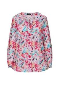 Kurzarmbluse GOLDNER "Kurzgr&ouml;&szlig;e Druckbluse mit floralem Design", Damen, Gr. 19, bunt (bunt, gemustert), Obermaterial: 100% Baumwolle CO., gerade, Blusen, seitliche Schlitze
