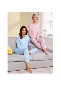 Schlafanzug Comtessa, Damen, Gr. 40/42, hellblau, ros&eacute;, 100% Baumwolle, Homewear-Sets Schlafanzug
