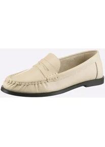 Slipper Heine, Damen, Gr. 41, beige, Leder, Rindsleder, Schuhe Slipper