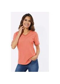 V-Shirt Classic Basics "Shirt", Damen, Gr. 38, orange (papaya), 100% Baumwolle, unifarben, V-Ausschnitt, Shirts