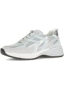 Keilsneaker Gabor "DAVOS", Damen, Gr. 39, mint, hellgrau, wei&szlig;, Glattleder, Textil, Veloursleder, Schuhe, Freizeitschuh, Halbschuh, Schn&uuml;rer in Komfortweite H (= sehr weit)