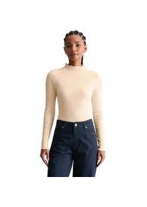 Marc O'Polo Langarmshirt MARC O'POLO DENIM "aus Bio-Baumwoll-Mix", Damen, Gr. M, light orange, Obermaterial: 96% Baumwolle, 4% Elasthan, unifarben, Basic, slim fit, Babylock, Shirts Langarmshirt