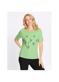 Kurzarmshirt Classic Basics "Kurzarm-Shirt", Damen, Gr. 46, reseda, 100% Baumwolle, gebl&uuml;mt, gemustert, Rundhals, Shirts