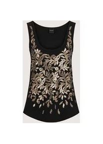 Madeleine Mode Kurzarmshirt MADELEINE "Shirt Tr&auml;ger-Shirt mit Pailletten", Damen, Gr. 40, schwarz (schwarz, goldfarben), Obermaterial: 95% Viskose CV. 5% Elasthan EL., Modern, normal, Shirts