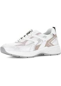 Keilsneaker Gabor "DAVOS", Damen, Gr. 39, wei&szlig;, flieder, beige, Glattleder, Textil, Veloursleder, Schuhe, Freizeitschuh, Halbschuh, Schn&uuml;rer in Komfortweite H (= sehr weit)