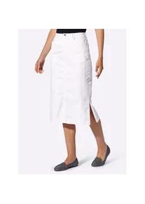 Jeansrock Casual Looks, Damen, Gr. 36, wei&szlig;, 97% Baumwolle, 3% Elasthan, unifarben, wadenlang, R&ouml;cke Jeansrock