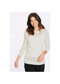 Ajourpullover Classic Basics "Ajour-Pullover", Damen, Gr. 40, wei&szlig;, 100% Baumwolle, unifarben, Pullover