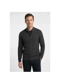 Strickjacke OLYMP, Herren, Gr. S, grau (anthrazit), Strick, Obermaterial: 100% Baumwolle, regular fit, Rippb&uuml;ndchen, Strickjacken Strickjacke, Stehkragen, regular fit