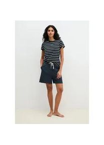 Marc O'Polo Shorty MARC O'POLO "Mix N Match Cotton Pyjama Set Short", Damen, Gr. M, schwarz navy gestreift, Jersey, Obermaterial: 100% Baumwolle, bequem kurz, Rundhals, mit Aufschlag, Homewear-Sets Shorty, mit Streifen, Gummizug, Bindeband und seitlichen Taschen