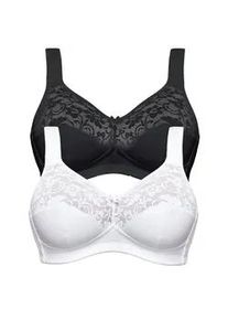 Soft-BH SuSa "2er Pack BH ohne B&uuml;gel", Damen, Gr. 105, Cup E, bunt (wei&szlig;, schwarz), Obermaterial: 76% Baumwolle CO. 18% Polyamid PA. 6% Elasthan EL., BHs Soft-BH