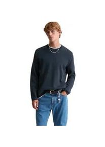 Marc O'Polo Strickpullover MARC O'POLO DENIM "aus Double-Face-Cotton", Herren, Gr. L, navy teal, Obermaterial: 67% Baumwolle, 29% Lyocell, 3% Polyamid, 1% Elasthan, unifarben, Pullover Strickpullover