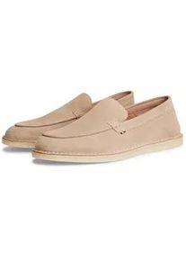 Loafer Tommy Hilfiger "HILFIGER STITCHDOWN SUEDE LOAFER", Herren, Gr. 46, beige, Veloursleder, unifarben, Schuhe Loafer, Schlupfschuh, Slipper mit dezenter Rahmennaht