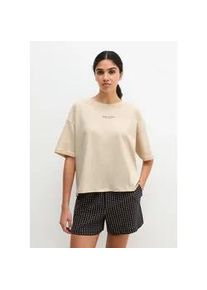 Marc O'Polo Shorty MARC O'POLO "Mix N Match Cotton", Damen, Gr. M (40), french oak, schwarz geo print, Single Jersey, Obermaterial: 100% Baumwolle, bequem kurz, Rundhals, weit, Homewear-Sets Shorty, mit Rundhalsausschnitt und halbem Arm, Hose gepunktet