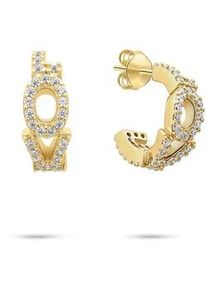 Paar Creolen Tamaris "Schmuck Geschenk Silber 925 Creole Love Letters", gelbgoldfarben, kristallwei&szlig;, kristallwei&szlig;, Ohrringe, Damen, 10,8mm, Silber 925 (Sterlingsilber), mit Zirkonia (synth.)