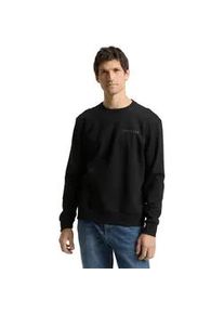 Sweatshirt Tom Tailor, Herren, Gr. M, schwarz, Sweatware, Obermaterial: 70% Baumwolle, 30% Polyester, unifarben, regular fit normal, Rundhals, Rippb&uuml;ndchen, Sweatshirts Sweatshirt, mit Logo Stickerei