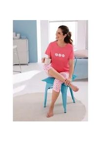 Capri-Pyjama Comtessa, Damen, Gr. 40/42, flamingo, wei&szlig;, bedruckt, 100% Baumwolle, Homewear-Sets