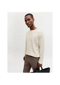 Jack & Jones Rundhalspullover JACK & JONES "JJESUMMER KNIT CREW NECK SN", Herren, Gr. M, string detail:with wei&szlig;, Strick, Obermaterial: 90% Baumwolle, 10% Leinen, unifarben, regular fit taillenbedeckt, Rundhals, gerader Abschluss, Pullover Rundhalspullover, mit Rundhalsausschnitt