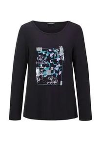 Print-Shirt GOLDNER "Kurzgr&ouml;&szlig;e Shirt", Damen, Gr. 19, schwarz (schwarz, gemustert), Obermaterial: 95% Viskose CV. 5% Elasthan EL., Basic, Tubular, Shirts, strechbequemer Viskosejersey