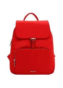 Rucksack Tamaris "Rucksack TAS Khiria", Damen, Gr. B/H/T: 26cm x 28cm x 9cm, rot (rot 600), Polyester, Rucks&auml;cke Rucksack