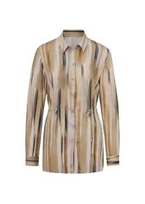 Hemdbluse GOLDNER "Longbluse mit Bindeg&uuml;rtel", Damen, Gr. 40, beige (beige, gemustert), Obermaterial: 100% Viskose CV., figurumspielend, Manschette, Blusen Hemdbluse, Bindeg&uuml;rtel