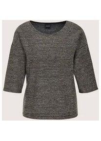 Madeleine Mode Langarmshirt MADELEINE "Shirt Sweatshirt mit Halbarm, Glanzgarn", Damen, Gr. 40, grau (kiesel, silberfarben, marine), Obermaterial: 36% Polyacryl PAN. 36% Polyester PES. 26% Viskose CV. 2% metallisierte Fasern MTF., Modern, figurumspielend, Shirts Langarmshirt, Leicht schimmernde Garnverarbeitung