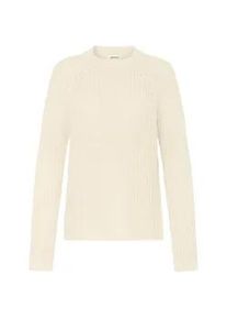 Strickfleece-Pullover oxmo "Strickpullover OXFKANNA", Damen, Gr. M, wei&szlig; (pumice stone), Obermaterial: 60% Baumwolle CO. 40% Polyacryl PAN., Pullover