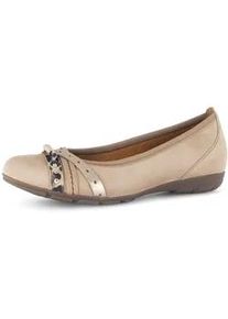 Ballerina Gabor, Damen, Gr. 39, sand kombiniert, Ziegenveloursleder, Schuhe Ballerina, Businessschuh, Schlupfschuh mit Zierelementen in Metallicoptik