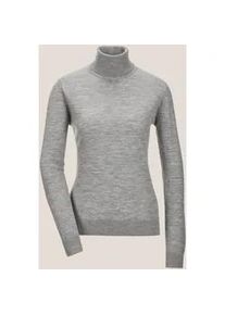 Madeleine Mode Longpullover MADELEINE "Strickpullover Feinstrickpullover mit Rollkragen", Damen, Gr. 44/46, grau (graphit, melange), Obermaterial: 100% Schurwolle WV., Modern, normal, Pullover Longpullover